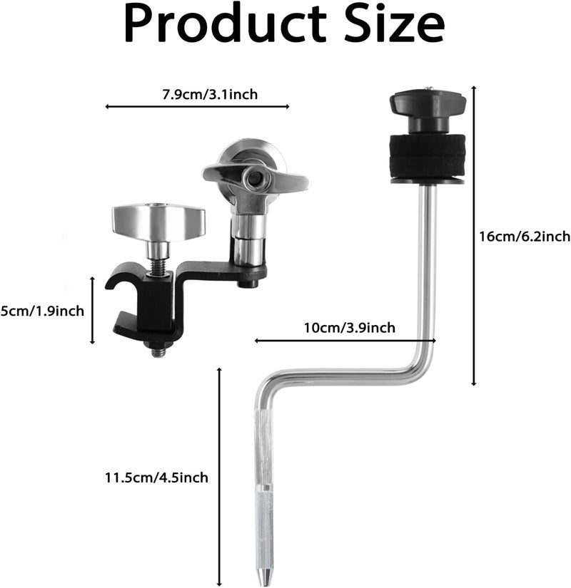 RANMING Cymbal Clamps Arm Drum Hoop Mount Cymbal Clamp for Snare Drums and Toms Drum Set Clamp with Z Splash Drum Hoop,Extension Mount for 8-12in Cymbals Cymbal Mounted Holder Percussion Accessories - Image 2